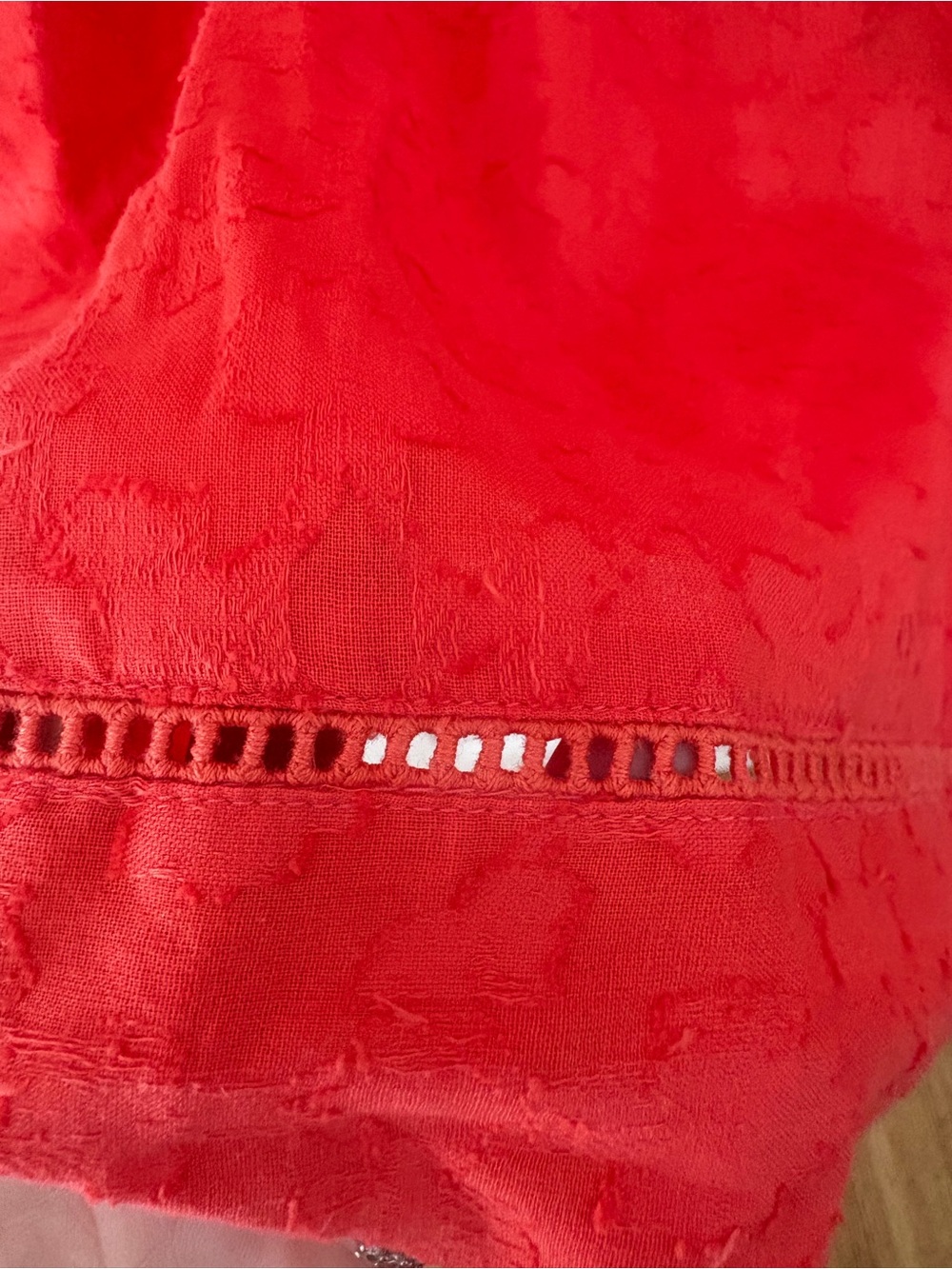 Anthropologie Mermaid Textured Cotton Red flowy peasant dress size large - Picture 4 of 10